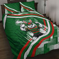 Rabbitohs Rugby Mascot Quilt Bed Set Fierce Athlete Graphic in Sports Style