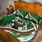 Rabbitohs Rugby Mascot Quilt Bed Set Fierce Athlete Graphic in Sports Style