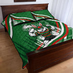 Rabbitohs Rugby Mascot Quilt Bed Set Fierce Athlete Graphic in Sports Style