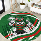 Rabbitohs Rugby Mascot Round Carpet Fierce Athlete Graphic in Sports Style