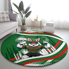Rabbitohs Rugby Mascot Round Carpet Fierce Athlete Graphic in Sports Style