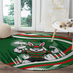 Rabbitohs Rugby Mascot Round Carpet Fierce Athlete Graphic in Sports Style