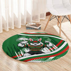 Rabbitohs Rugby Mascot Round Carpet Fierce Athlete Graphic in Sports Style