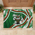Rabbitohs Rugby Mascot Rubber Doormat Fierce Athlete Graphic in Sports Style
