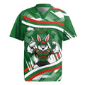 Rabbitohs Rugby Mascot Rugby Jersey Fierce Athlete Graphic in Sports Style
