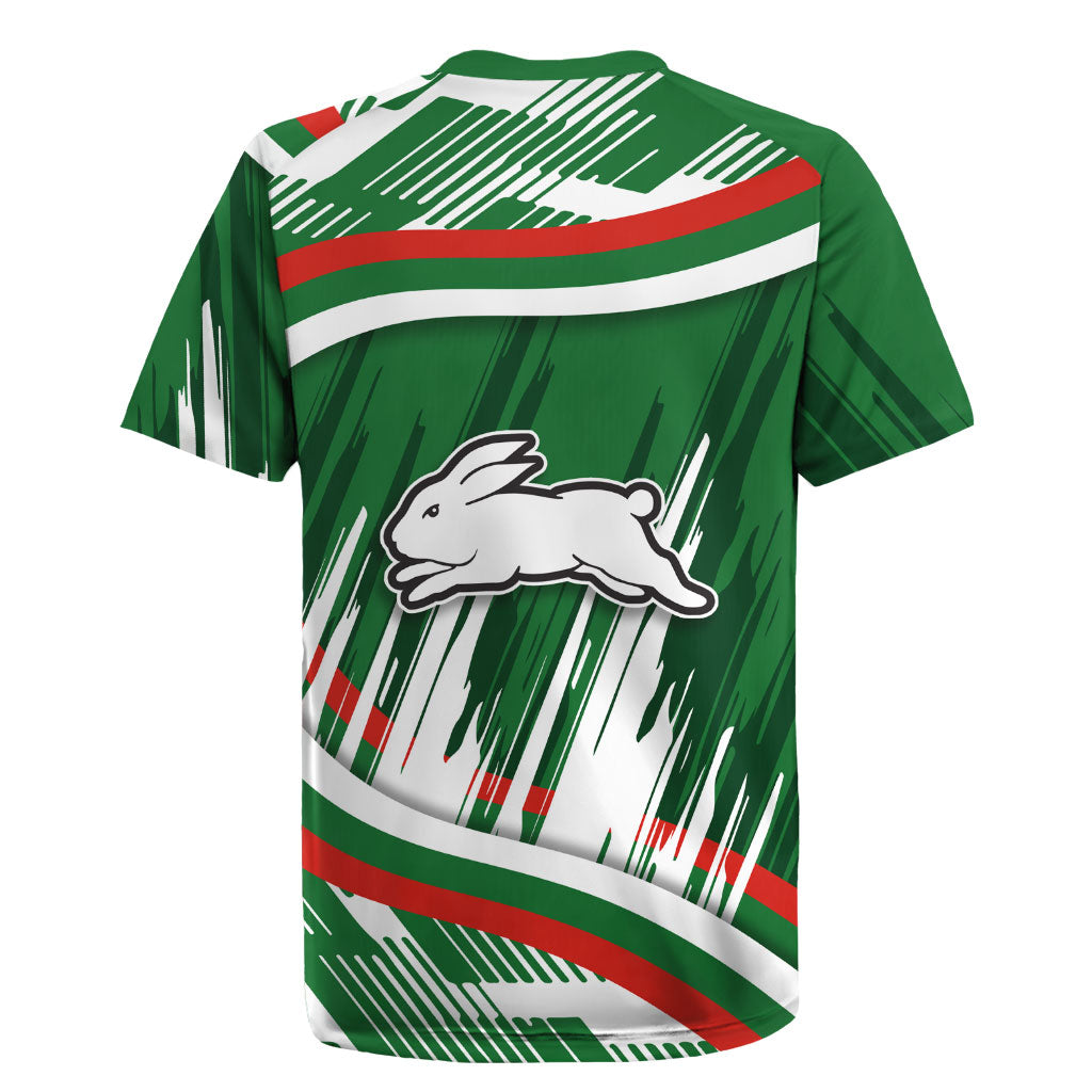 Rabbitohs Rugby Mascot Rugby Jersey Fierce Athlete Graphic in Sports Style