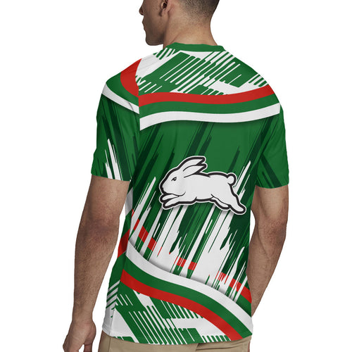 Rabbitohs Rugby Mascot Rugby Jersey Fierce Athlete Graphic in Sports Style