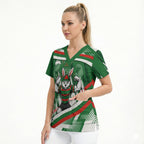Rabbitohs Rugby Mascot Scrub Top Fierce Athlete Graphic in Sports Style