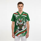 Rabbitohs Rugby Mascot Scrub Top Fierce Athlete Graphic in Sports Style