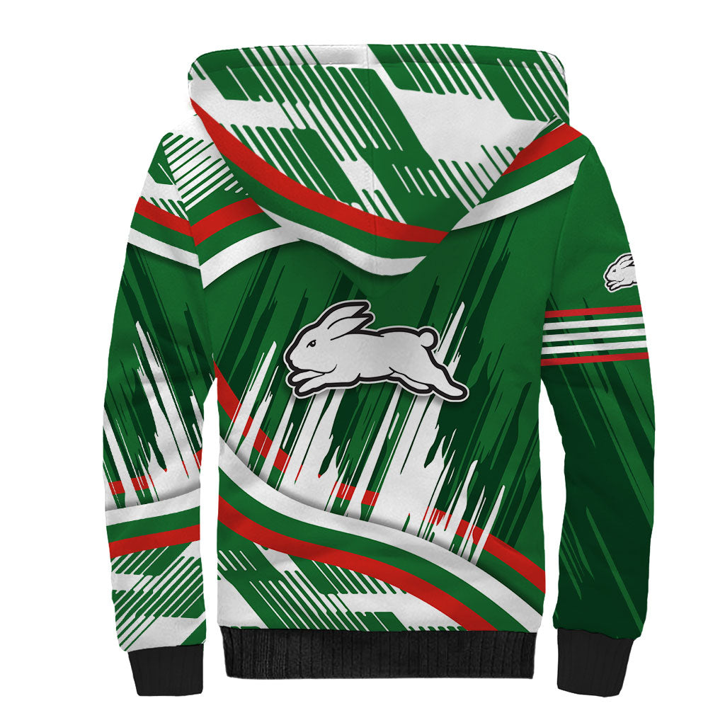 Rabbitohs Rugby Mascot Sherpa Hoodie Fierce Athlete Graphic in Sports Style