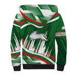 Rabbitohs Rugby Mascot Sherpa Hoodie Fierce Athlete Graphic in Sports Style