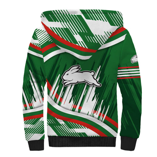 Rabbitohs Rugby Mascot Sherpa Hoodie Fierce Athlete Graphic in Sports Style