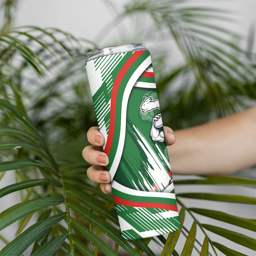 Rabbitohs Rugby Mascot Skinny Tumbler Fierce Athlete Graphic in Sports Style