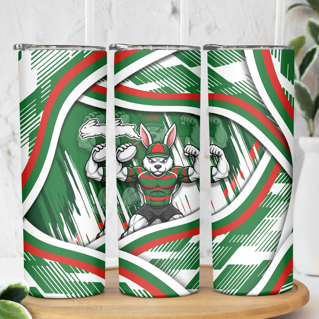 Rabbitohs Rugby Mascot Skinny Tumbler Fierce Athlete Graphic in Sports Style