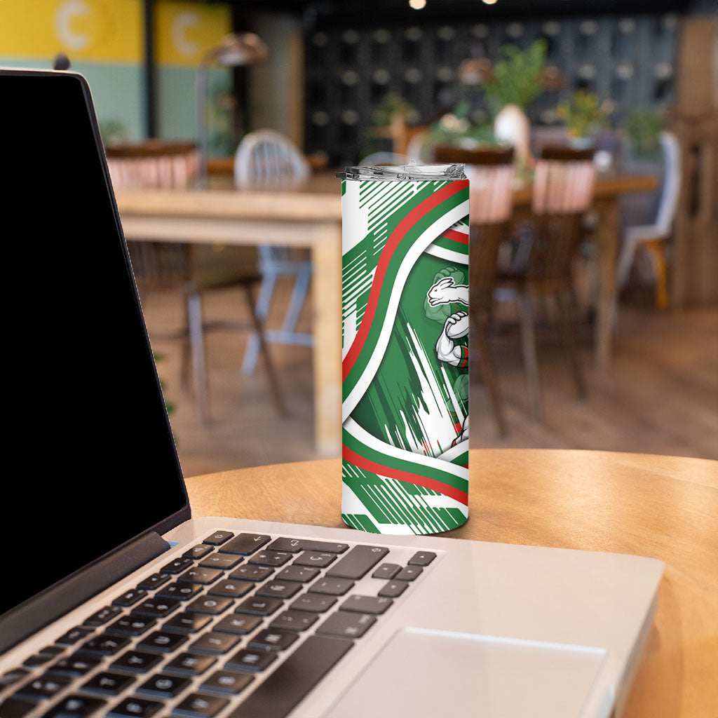 Rabbitohs Rugby Mascot Skinny Tumbler Fierce Athlete Graphic in Sports Style