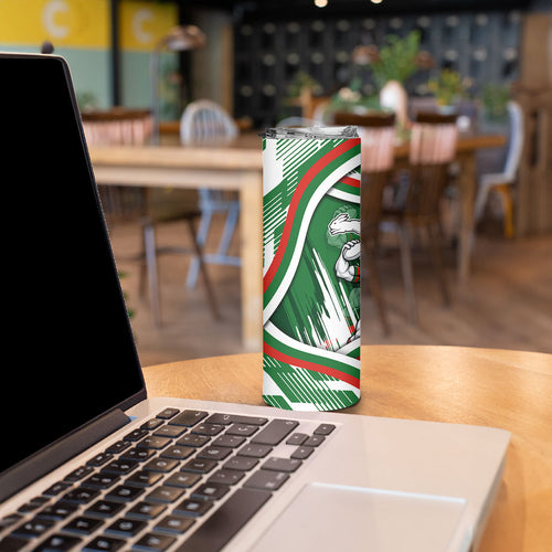 Rabbitohs Rugby Mascot Skinny Tumbler Fierce Athlete Graphic in Sports Style