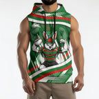 Rabbitohs Rugby Mascot Sleeveless Hoodie Fierce Athlete Graphic in Sports Style