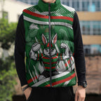 Rabbitohs Rugby Mascot Sleeveless Puffer Jacket Fierce Athlete Graphic in Sports Style