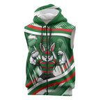 Rabbitohs Rugby Mascot Sleeveless Zip Hoodie Fierce Athlete Graphic in Sports Style