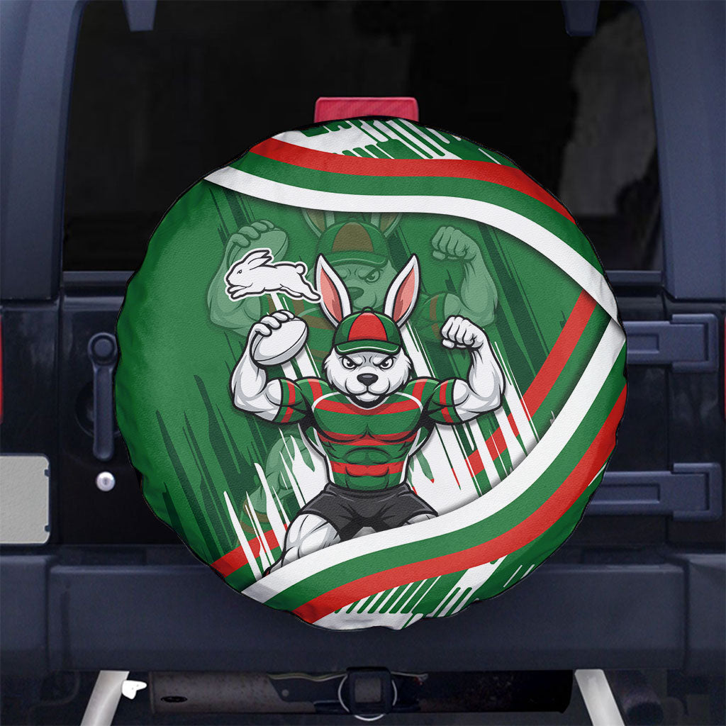 Rabbitohs Rugby Mascot Spare Tire Cover Fierce Athlete Graphic in Sports Style