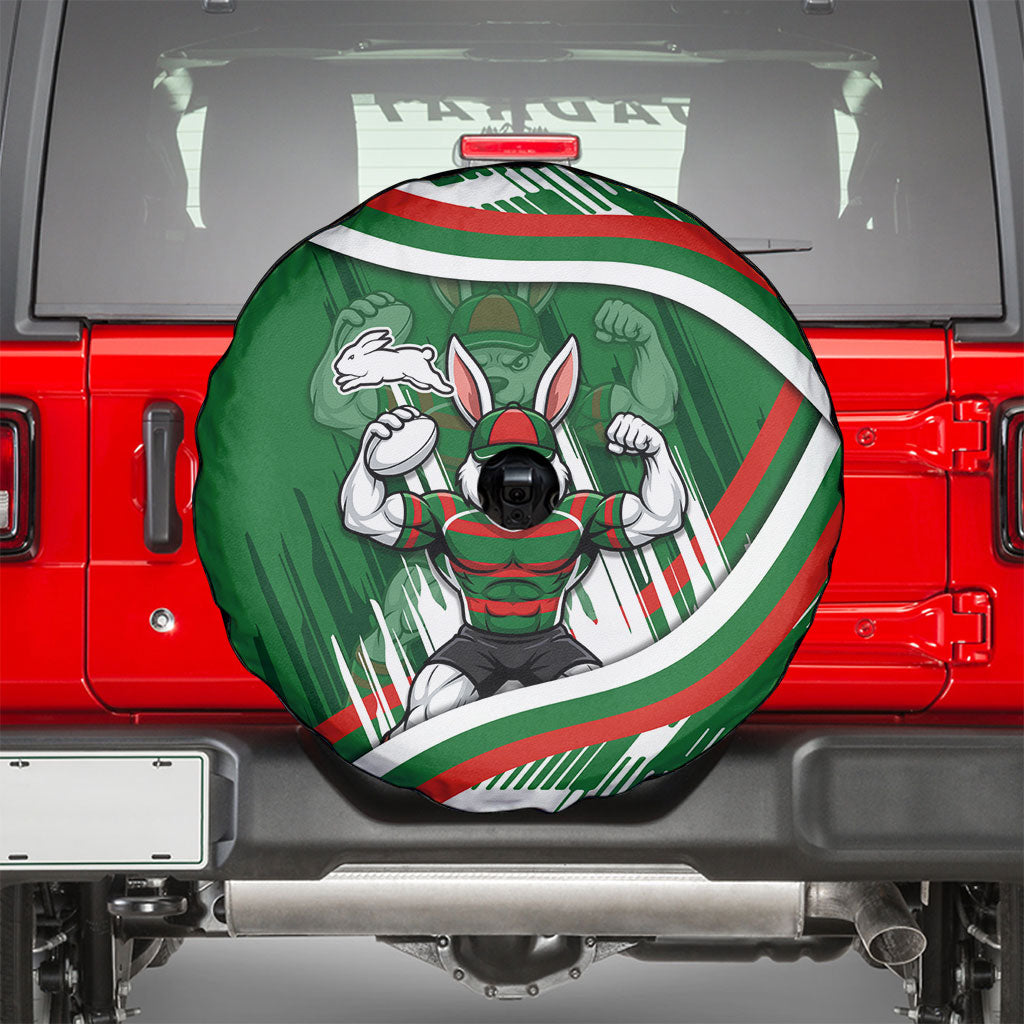 Rabbitohs Rugby Mascot Spare Tire Cover Fierce Athlete Graphic in Sports Style