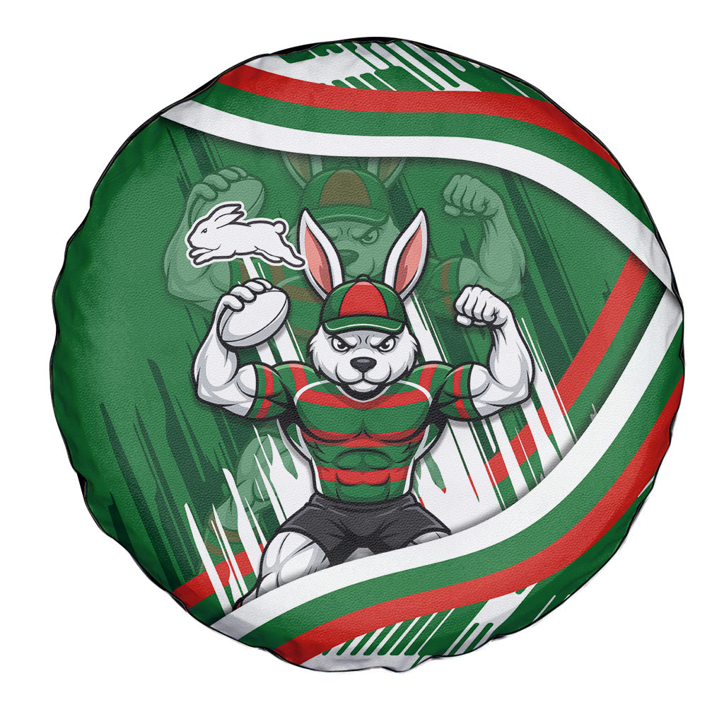 Rabbitohs Rugby Mascot Spare Tire Cover Fierce Athlete Graphic in Sports Style