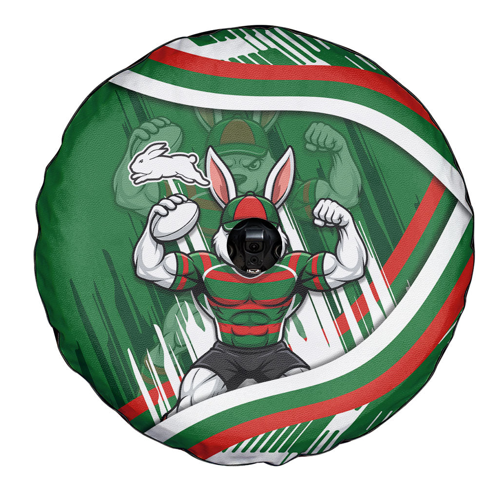 Rabbitohs Rugby Mascot Spare Tire Cover Fierce Athlete Graphic in Sports Style