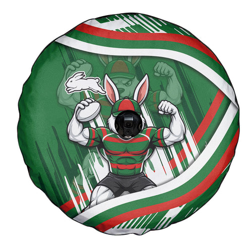 Rabbitohs Rugby Mascot Spare Tire Cover Fierce Athlete Graphic in Sports Style