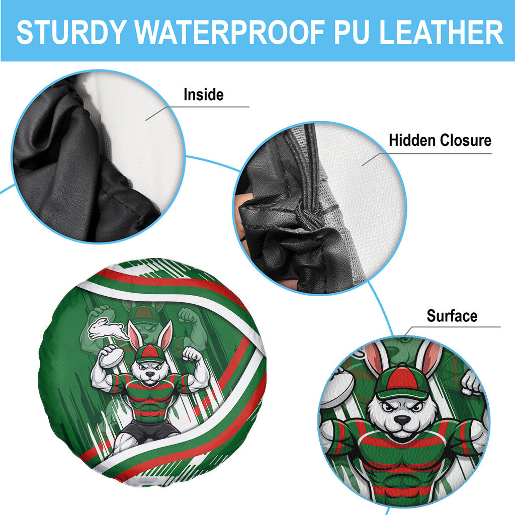 Rabbitohs Rugby Mascot Spare Tire Cover Fierce Athlete Graphic in Sports Style