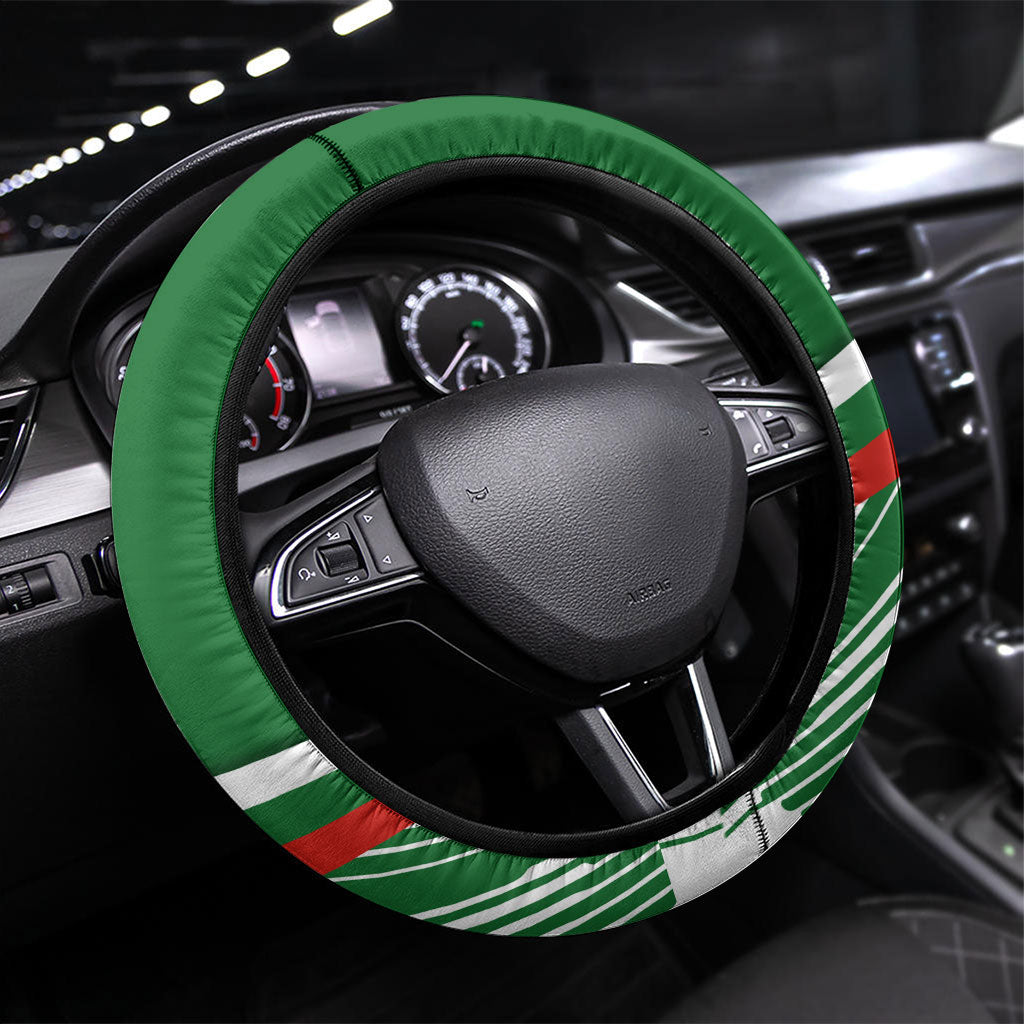 Rabbitohs Rugby Mascot Steering Wheel Cover Fierce Athlete Graphic in Sports Style