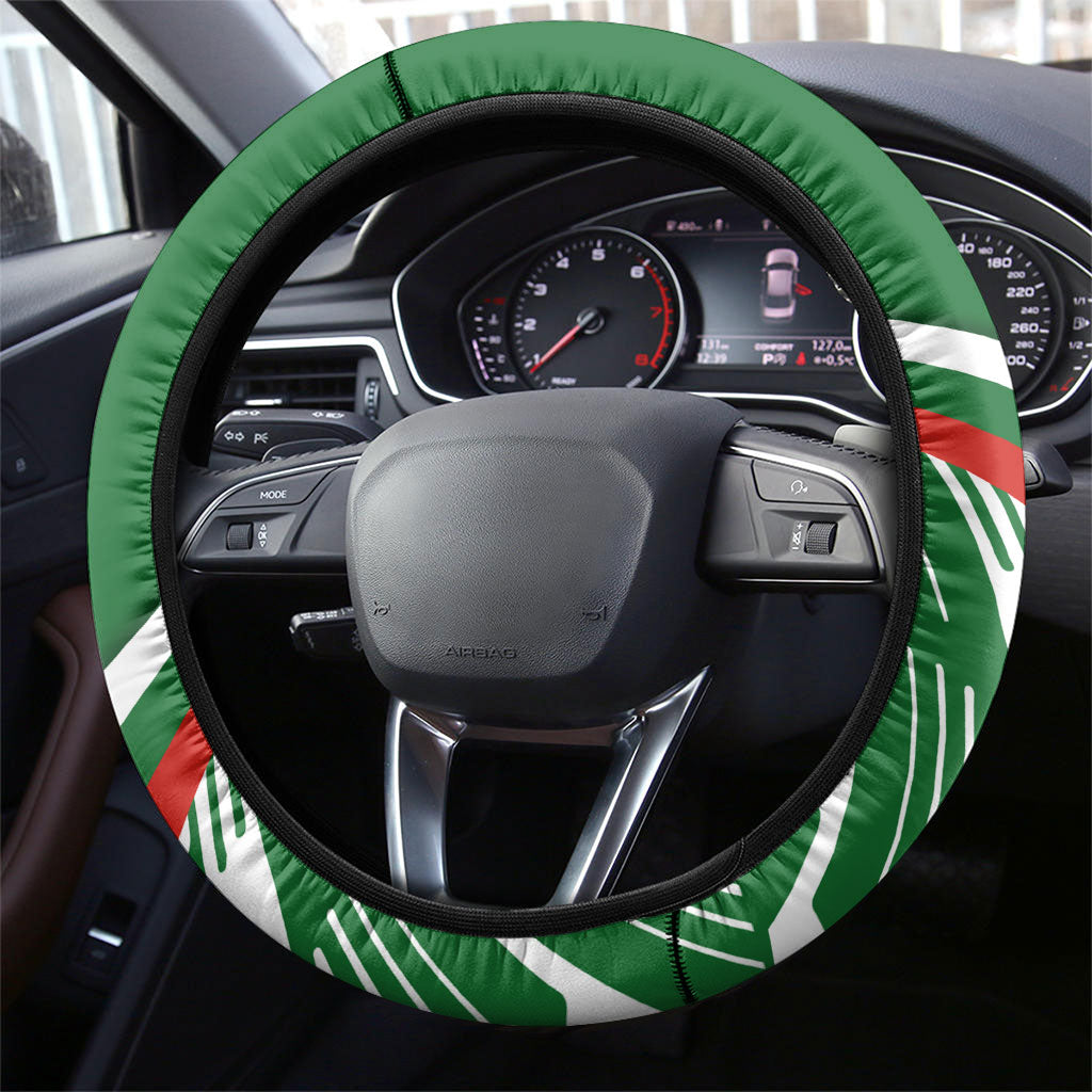 Rabbitohs Rugby Mascot Steering Wheel Cover Fierce Athlete Graphic in Sports Style