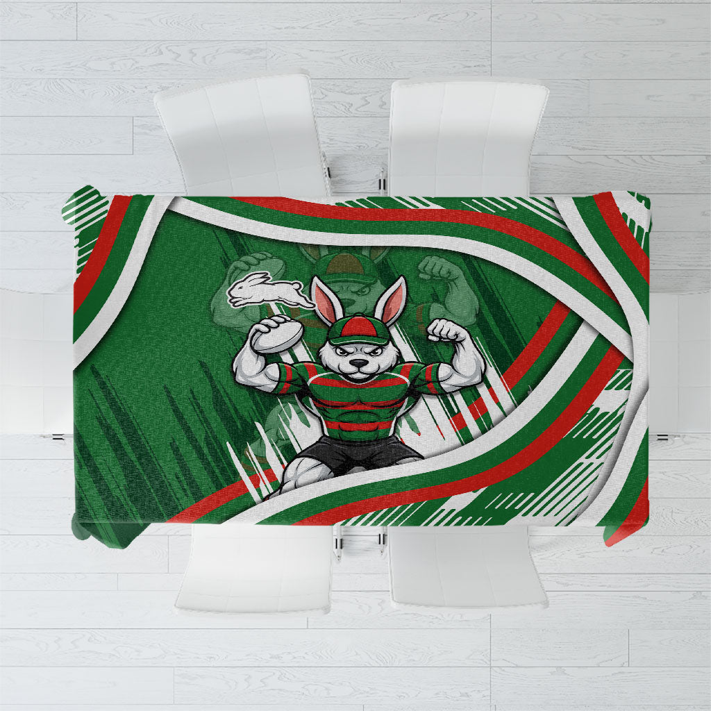 Rabbitohs Rugby Mascot Tablecloth Fierce Athlete Graphic in Sports Style