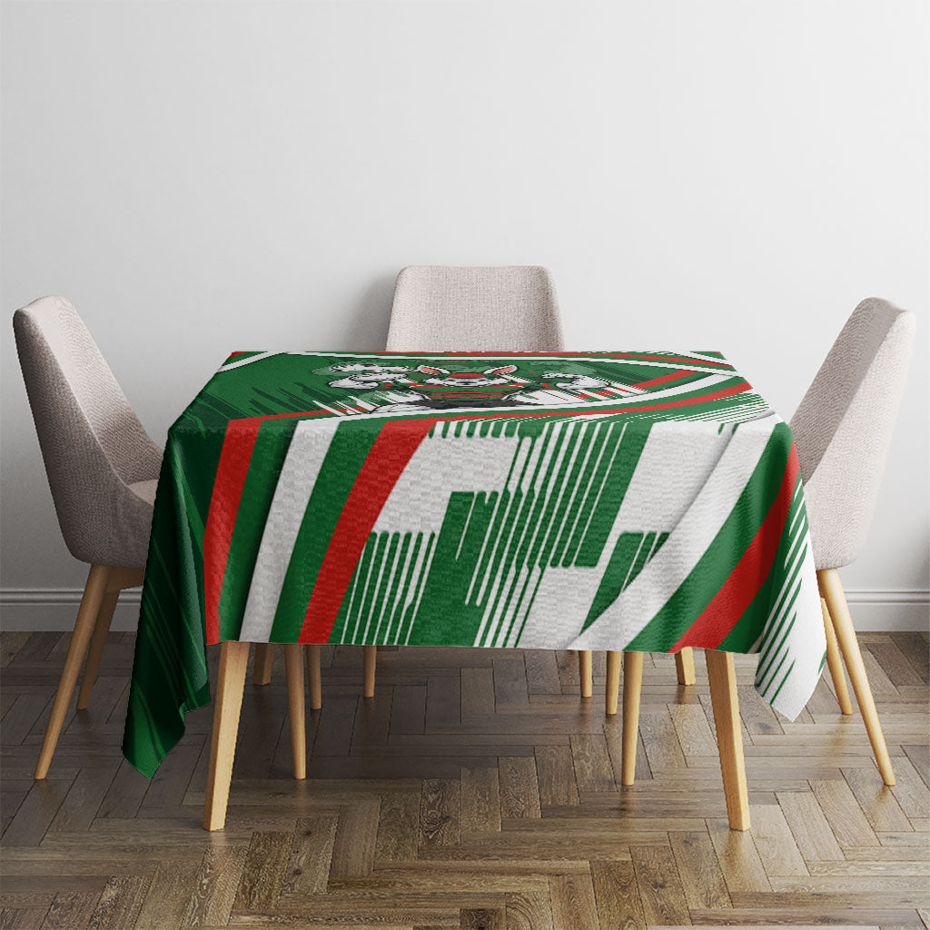 Rabbitohs Rugby Mascot Tablecloth Fierce Athlete Graphic in Sports Style