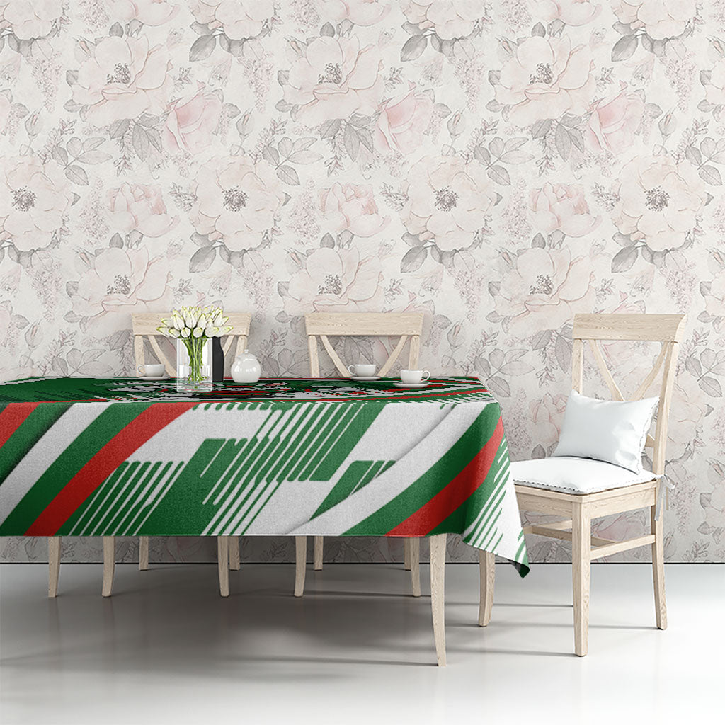 Rabbitohs Rugby Mascot Tablecloth Fierce Athlete Graphic in Sports Style