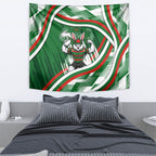 Rabbitohs Rugby Mascot Tapestry Fierce Athlete Graphic in Sports Style