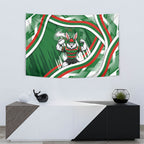 Rabbitohs Rugby Mascot Tapestry Fierce Athlete Graphic in Sports Style