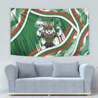 Rabbitohs Rugby Mascot Tapestry Fierce Athlete Graphic in Sports Style