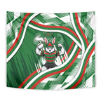 Rabbitohs Rugby Mascot Tapestry Fierce Athlete Graphic in Sports Style