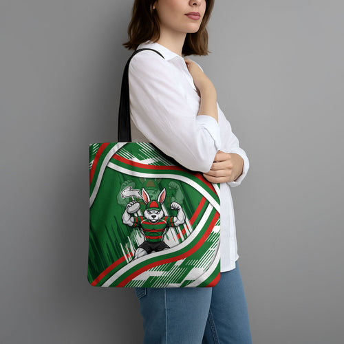 Rabbitohs Rugby Mascot Tote Bag Fierce Athlete Graphic in Sports Style