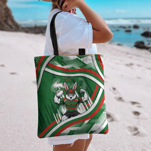 Rabbitohs Rugby Mascot Tote Bag Fierce Athlete Graphic in Sports Style