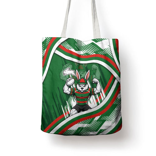 Rabbitohs Rugby Mascot Tote Bag Fierce Athlete Graphic in Sports Style