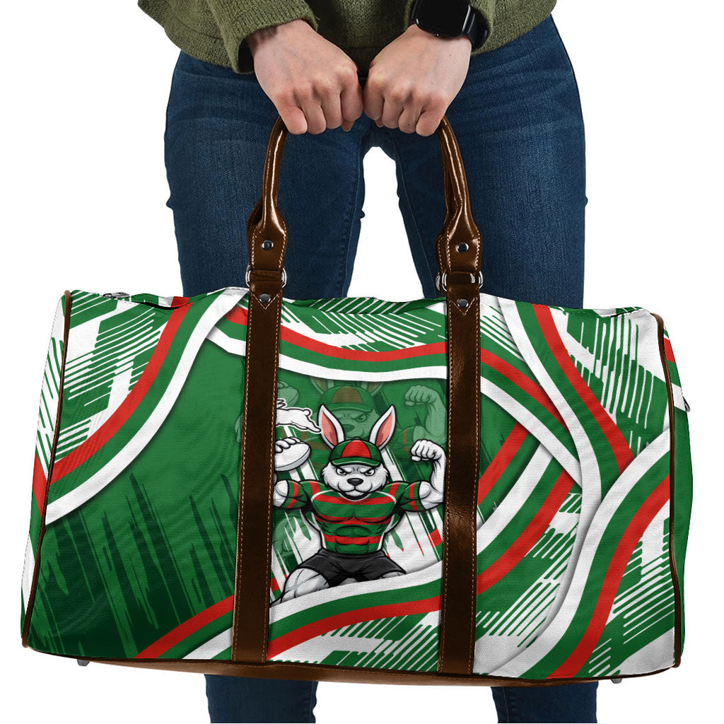 Rabbitohs Rugby Mascot Travel Bag Fierce Athlete Graphic in Sports Style