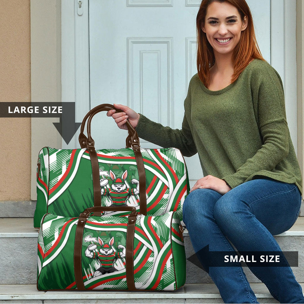 Rabbitohs Rugby Mascot Travel Bag Fierce Athlete Graphic in Sports Style