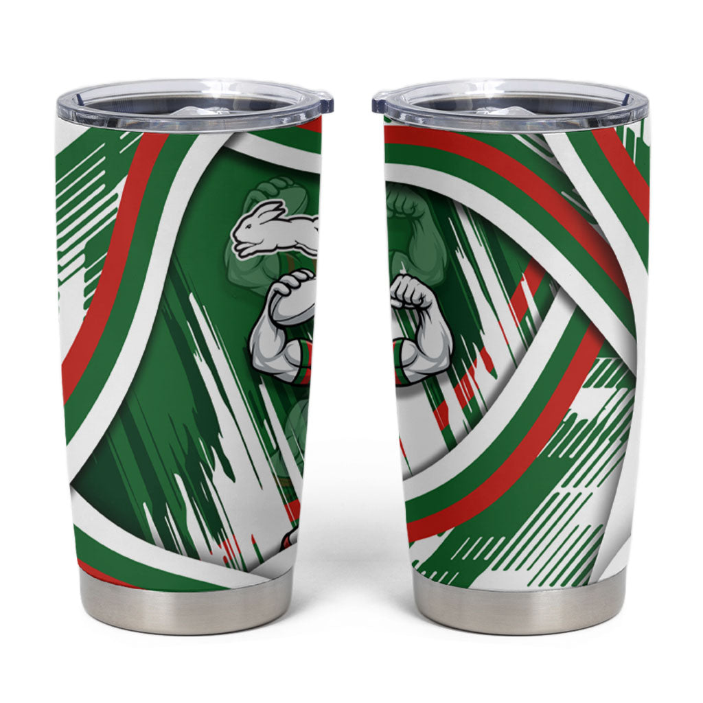 Rabbitohs Rugby Mascot Tumbler Cup Fierce Athlete Graphic in Sports Style
