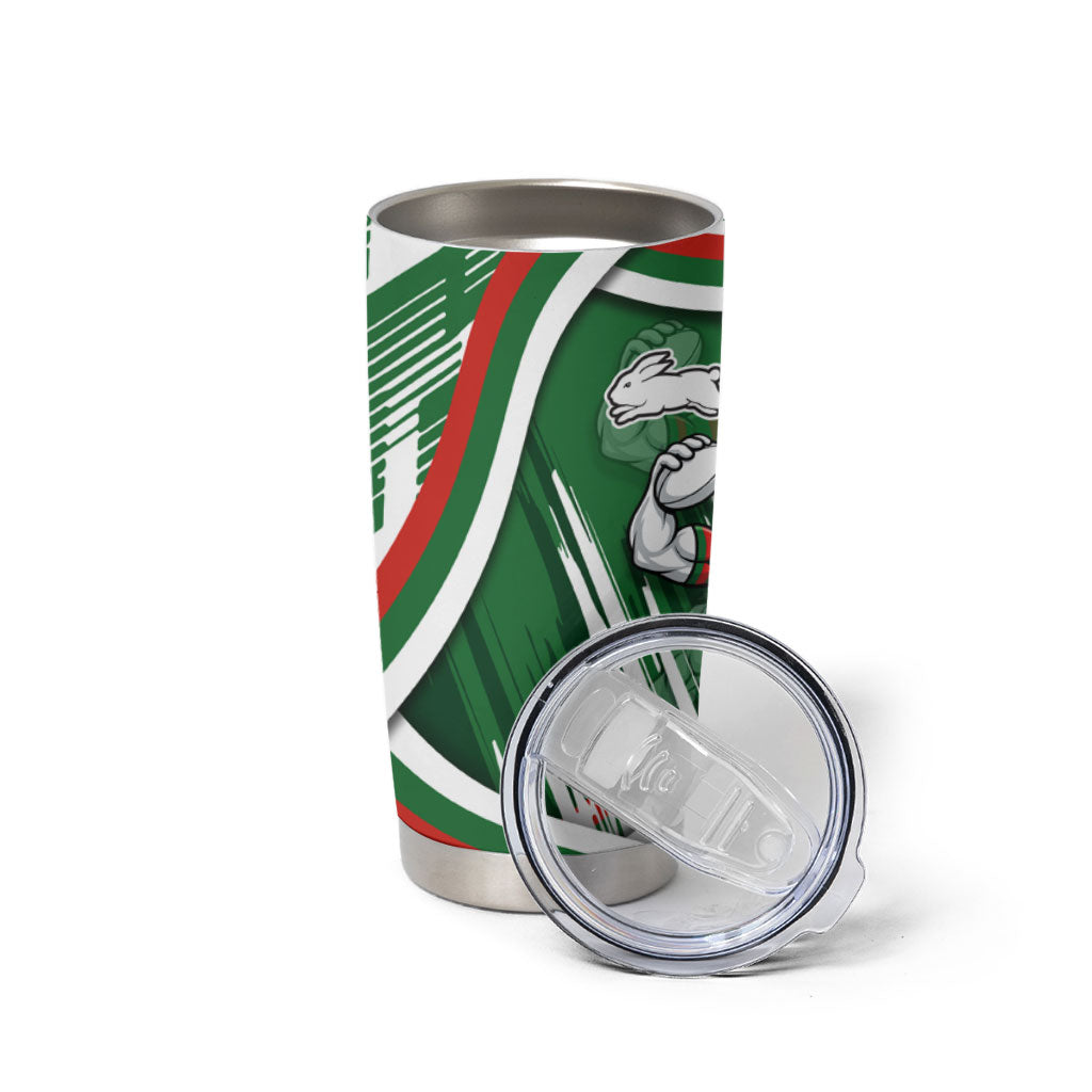 Rabbitohs Rugby Mascot Tumbler Cup Fierce Athlete Graphic in Sports Style