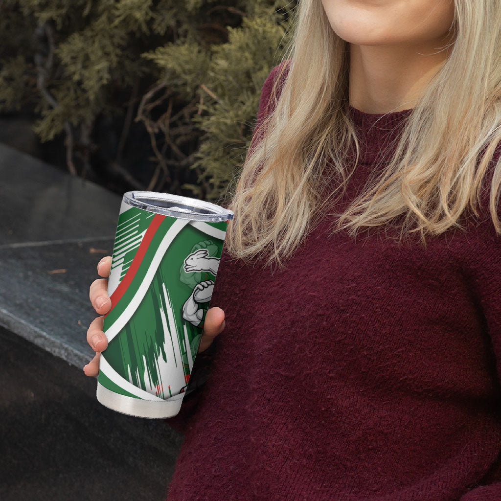 Rabbitohs Rugby Mascot Tumbler Cup Fierce Athlete Graphic in Sports Style