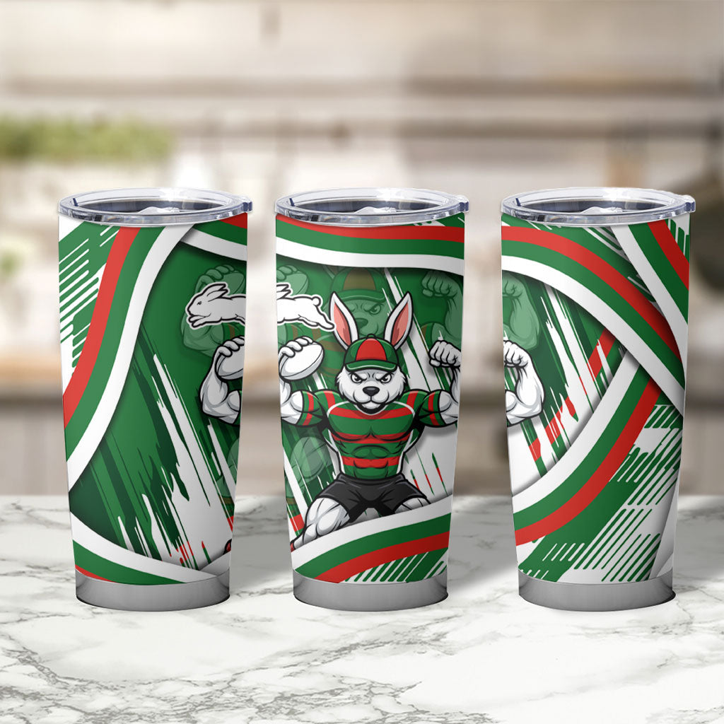 Rabbitohs Rugby Mascot Tumbler Cup Fierce Athlete Graphic in Sports Style