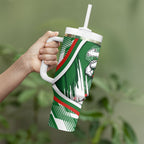 Rabbitohs Rugby Mascot Tumbler With Handle Fierce Athlete Graphic in Sports Style