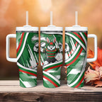 Rabbitohs Rugby Mascot Tumbler With Handle Fierce Athlete Graphic in Sports Style