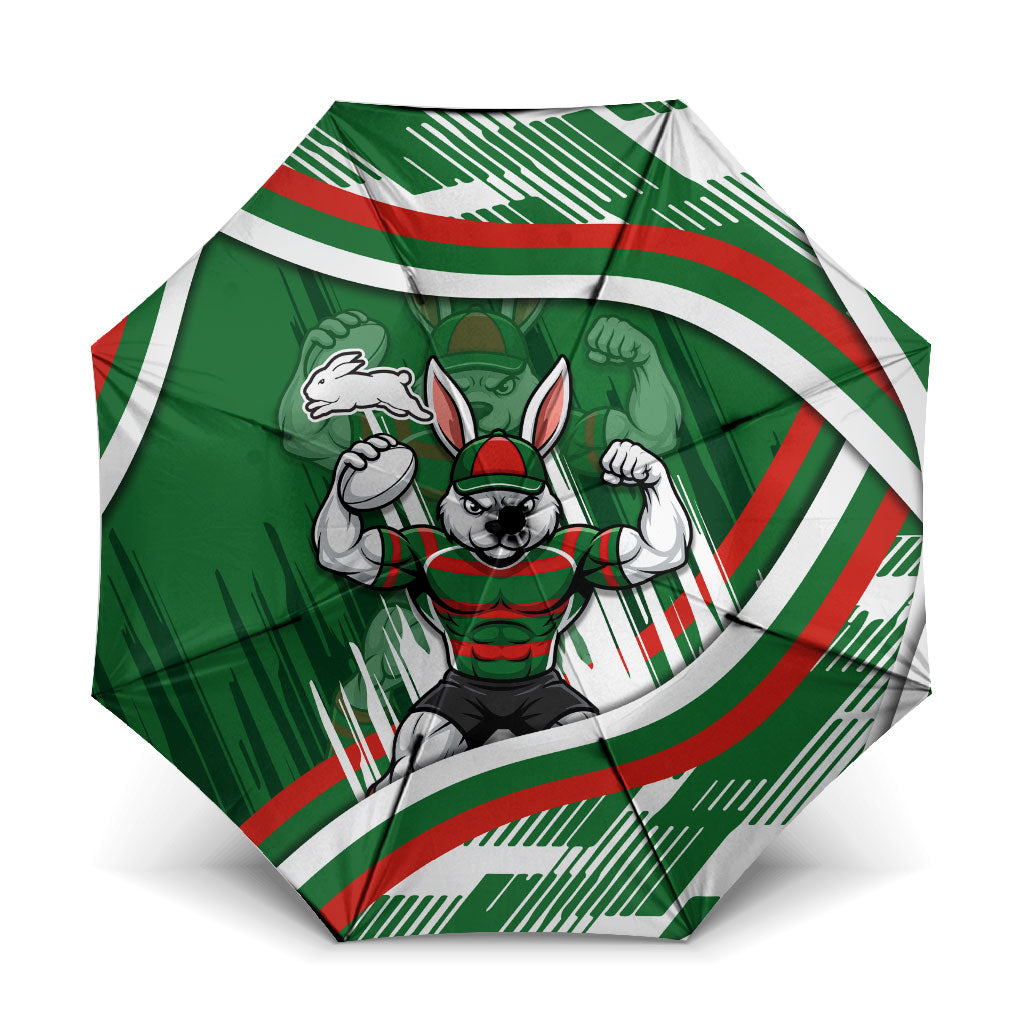Rabbitohs Rugby Mascot Umbrella Fierce Athlete Graphic in Sports Style